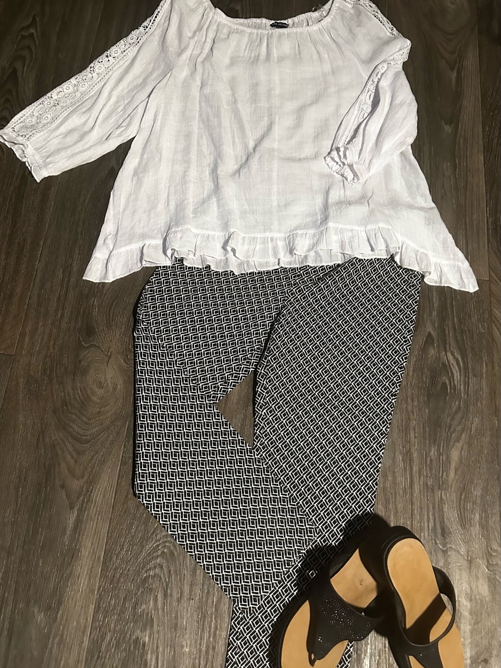 Van Heusen Black and White Geometric Pants